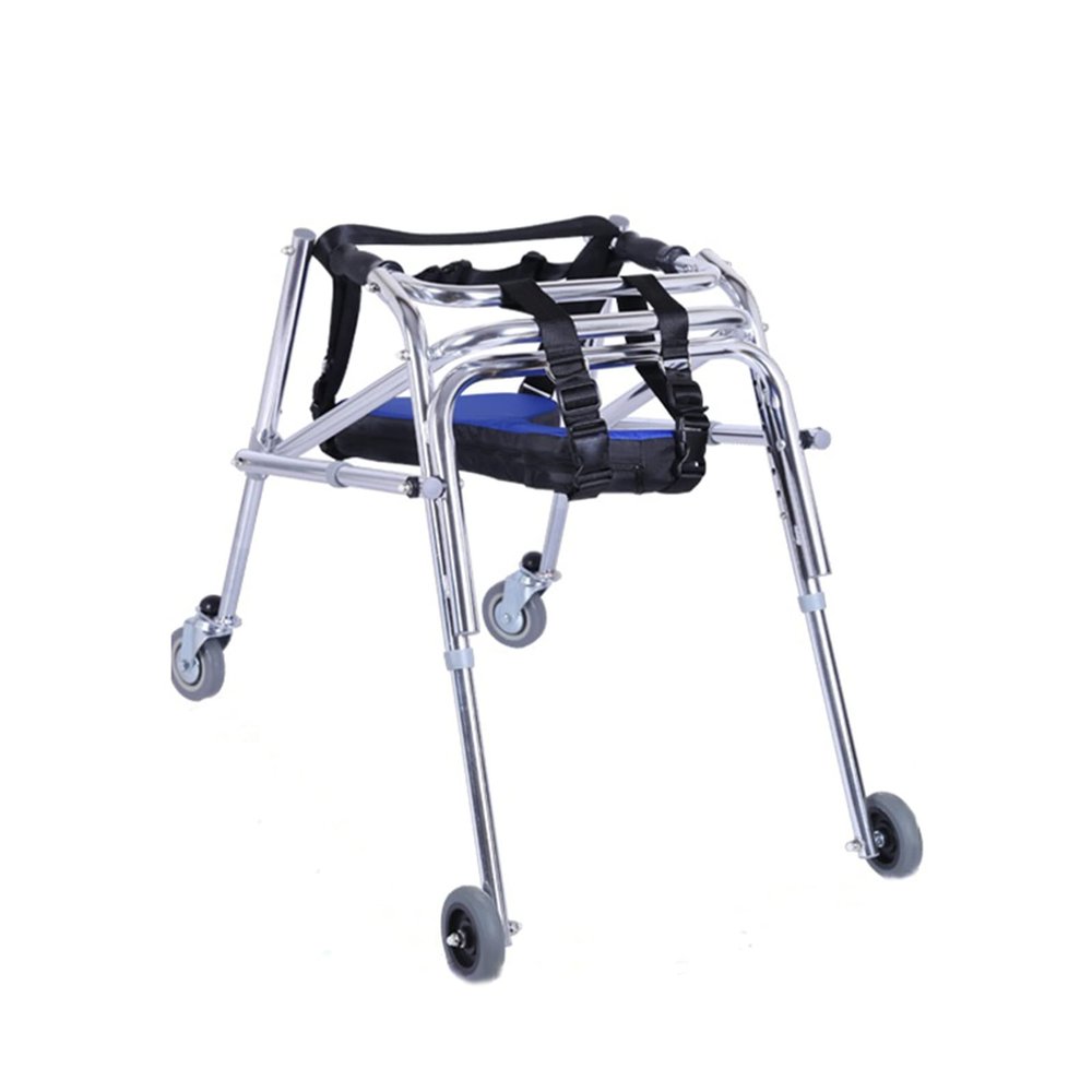 Folding Walker for Kids with Wheels,Aluminum Alloy Height Adjustable Walker, Lightweight Posterior Rollator Walker,Anti-Backward Size Kids Walker for Disabled Injured Rehabilitation Training