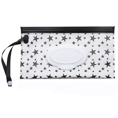 5 piecesSnap Strap Portable Baby Wet Wipes Bag Tissue Box Container Eco-friendly Easy-carry Clamshell Cosmetic Cleaning Cases 24*13.5cm(random hair)