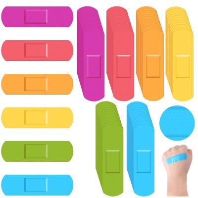 Yinder 120 Pcs Kids Bandages Bulk Colorful Flexible Bandages Neon Waterproof Breathable Strip Protect Cuts and Scrapes for Children Toddlers, 2.83'' x 0.75''