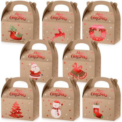 TaoBary 24 Pcs Christmas Goody Candy Boxes Cardboard with Handles 3D Christmas Favor Boxes with Vibrant Print for Party Gifts Candy Chocolate Treats and Cookies Favors (Polka Dots Style)