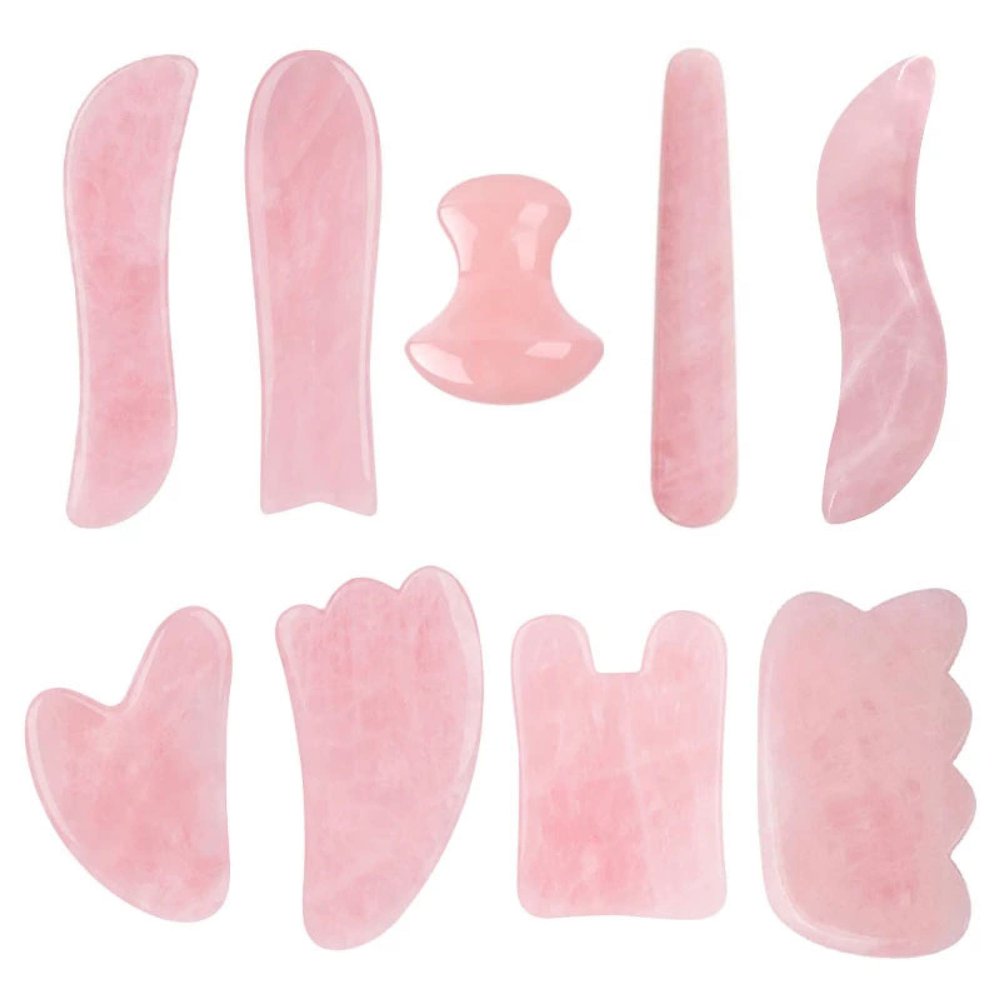 9PCs Rose Quartz Gouache Gua Sha Massage Tool Gua Sha Natural Stone Natural Jade Gouache Beauty Massage Tools,NO.18