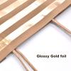24Pcs 10x12x5" Gold Foil Large Kraft Brown Paper Gift Bags Bulk with Handles,Hotstamp Stripes and Dots,Party Favor/Shopping/Wedding/Retail/Merchandise/Graduation/Takeouts Craft Bags (Brown-2side Foil) view 2