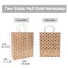 24Pcs 10x12x5" Gold Foil Large Kraft Brown Paper Gift Bags Bulk with Handles,Hotstamp Stripes and Dots,Party Favor/Shopping/Wedding/Retail/Merchandise/Graduation/Takeouts Craft Bags (Brown-2side Foil) view 3