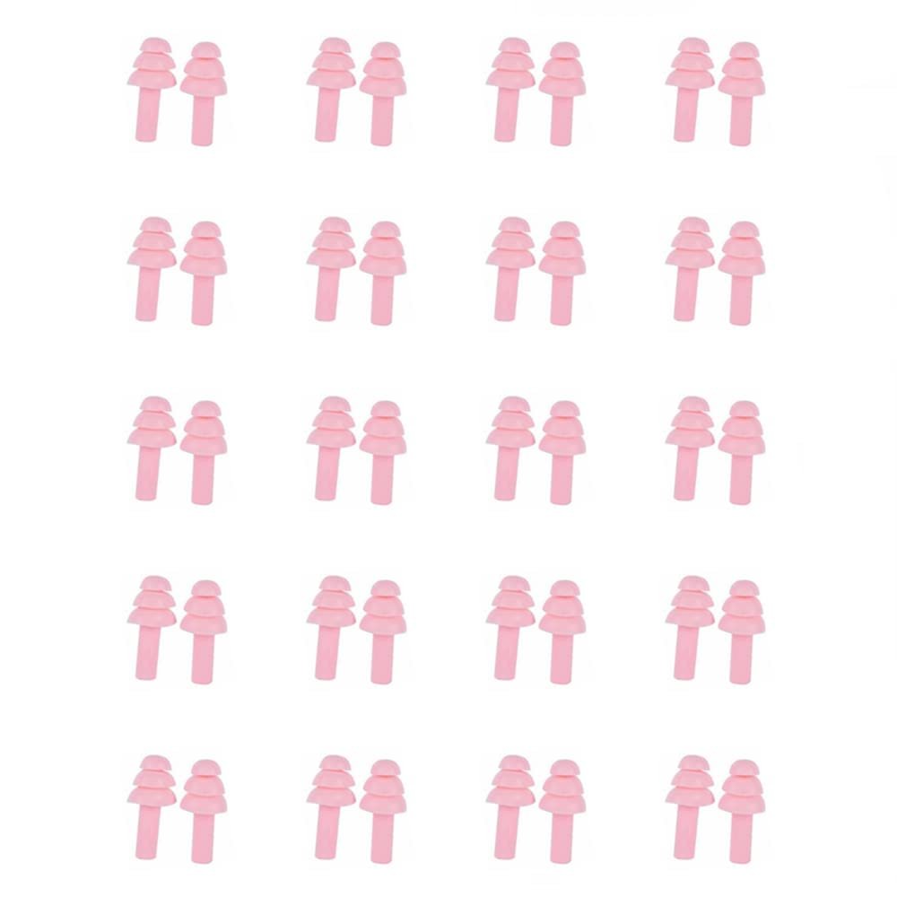 SEIWEI 20 Pairs Silicone Earplugs Ear Plugs Anti Noise Snore Noise Reduction for for Swimming Working Sleeping Waterproof Christmas Tree Shape (Pink)