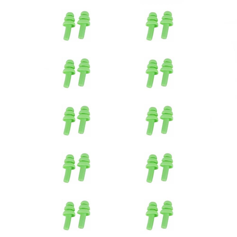 SEIWEI 10 Pairs Silicone Earplugs Ear Plugs Anti Noise Snore Noise Reduction for for Swimming Working Sleeping Waterproof Christmas Tree Shape (Green)