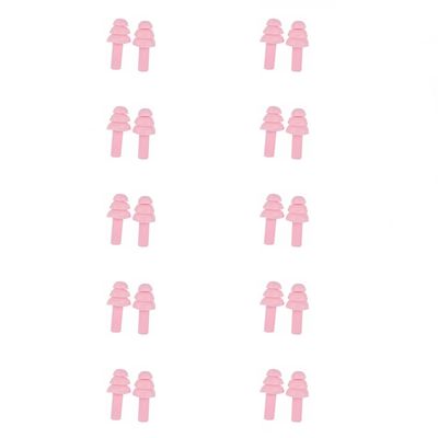 SEIWEI 10 Pairs Silicone Earplugs Ear Plugs Anti Noise Snore Noise Reduction for for Swimming Working Sleeping Waterproof Christmas Tree Shape (Pink)