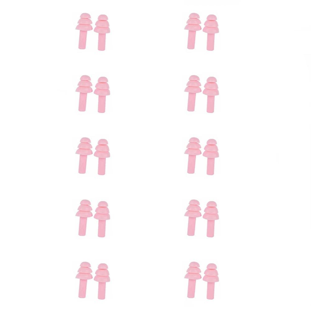 SEIWEI 10 Pairs Silicone Earplugs Ear Plugs Anti Noise Snore Noise Reduction for for Swimming Working Sleeping Waterproof Christmas Tree Shape (Pink)