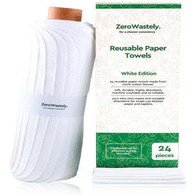 Reusable Paper Towels - Value Pack of 24 Paperless Paper Towels! - 100% Cotton, Super Soft, Absorbent, Washable and Made To Last