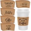 Eaasty 50 Pack Funny Printed Coffee Sleeves Disposable Corrugated Coffee Cup Sleeves 12-20 oz Kraft Paper Cup Heat Insulation Covers for Hot Chocolate Cocoa Tea Cold Beverage view 1