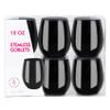 PLASTICPRO 6 Pack Black Plastic Wine Glasses Stemless Disposable 12 oz BPA Free Shatterproof Plastic Wine Cups Wine Glasses for Parties view 1