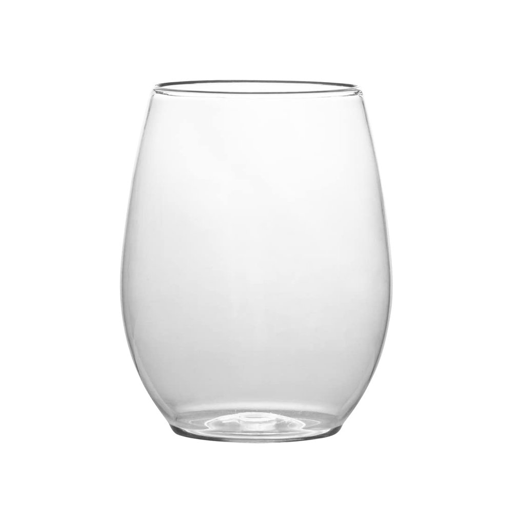 PLASTICPRO 6 Pack Clear Plastic Wine Glasses Stemless Disposable 12 oz BPA Free Shatterproof Plastic Wine Cups Wine Glasses for Parties