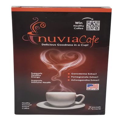Nuvia Healthy Gourmet Instant Coffee, Dairy Free, Lactose Free, No GMOs, No Salt, Soy Free, Vegan, with Organic Ganoderma, Pomegranate and African Mango Extracts, 30 packets, 3.7g each, Pack of 1