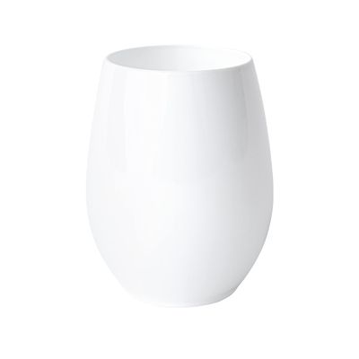 PLASTICPRO 6 Pack White Plastic Wine Glasses Stemless Disposable 12 oz BPA Free Shatterproof Plastic Wine Cups Wine Glasses for Parties