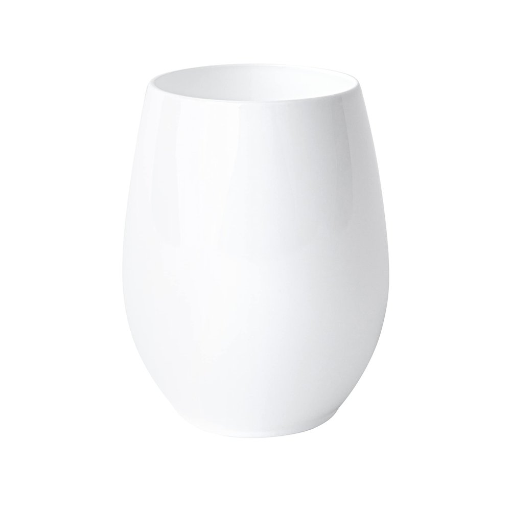 PLASTICPRO 6 Pack White Plastic Wine Glasses Stemless Disposable 12 oz BPA Free Shatterproof Plastic Wine Cups Wine Glasses for Parties