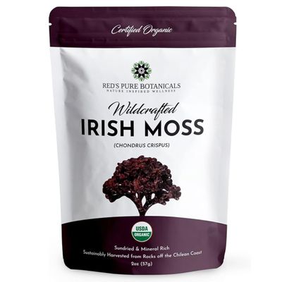 USDA Organic Irish Sea Moss Wildcrafted Chondrus Crispus (Purple) 100% Natural, Sustainably Harvested from Chile Makes ~100oz of Sea Moss Gel Nutrient-Rich Superfood Reds Pure Botanicals