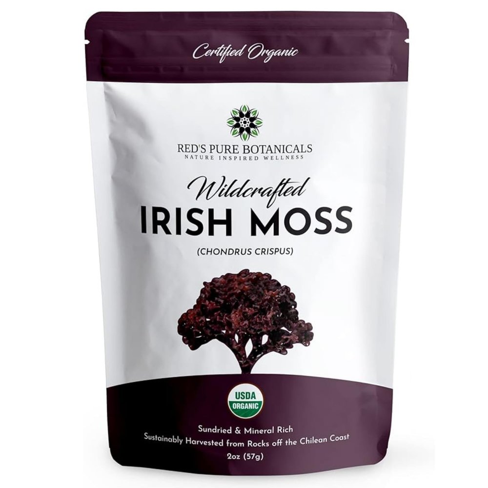 USDA Organic Irish Sea Moss  Wildcrafted Chondrus Crispus (Purple)  100% Natural, Sustainably Harvested from Chile  Makes ~100oz of Sea Moss Gel  Nutrient-Rich Superfood  Reds Pure Botanicals