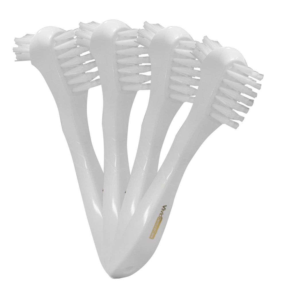 Pearson 12 Pack Hard Denture Cleaning Brushes, White, Double Sided, Reusable, Manual Operation