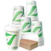 12 oz Compostable Paper Cups with White Dome Lids and Sleeves - Biodegradable Disposable White Paper Coffee Cups PLA Lined - Eco-friendly Hot and Cold Drinking Cups (100) view 1