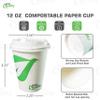12 oz Compostable Paper Cups with White Dome Lids and Wooden Stirrers - Biodegradable Disposable White Paper Coffee Cups PLA Lined - Eco-friendly Hot and Cold Drinking Cups (150) view 3