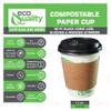 12 oz Compostable Paper Cups with Black Dome Lids, Sleeves and Wooden Stirrers - Biodegradable Disposable White Paper Coffee Cups PLA Lined - Eco-friendly Hot and Cold Drinking Cups (500) view 2
