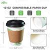 12 oz Compostable Paper Cups with Black Dome Lids and Sleeves - Biodegradable Disposable White Paper Coffee Cups PLA Lined - Eco-friendly Hot and Cold Drinking Cups (1000) view 3