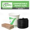 12 oz Compostable Paper Cups with Black Dome Lids and Sleeves - Biodegradable Disposable White Paper Coffee Cups PLA Lined - Eco-friendly Hot and Cold Drinking Cups (1000) view 4
