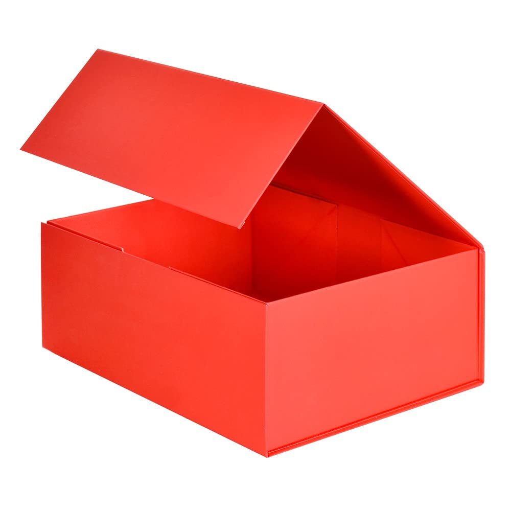 BEISHIDA Red Gift Box 11 X 9 X 4.4inch, Gift Boxes with Magnetic Closure Lids for Father's Day Mother's Day Presents, Bridesmaid Proposal Christmas Valentine Thanksgiving