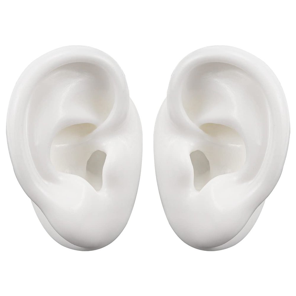 Silicone Ear Model Soft Fake Ear Acupuncture Practice Model Realistic Silicone Ear Mold for Jewelry Display Teaching Instruction (Medium)