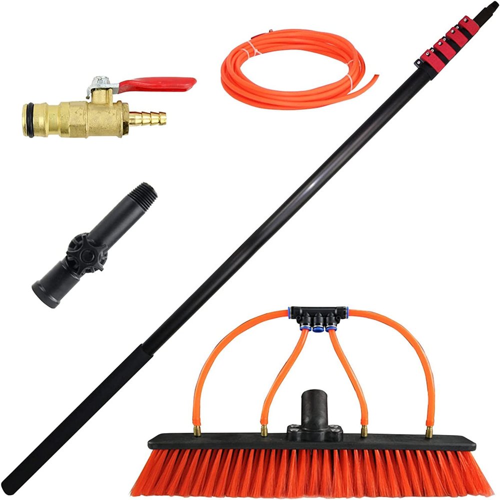 water fed pole kit window cleaning brush outdoor Window Cleaning Pole Water Fed Telescopic Brush Extendable Cleaner Conservatory Roof, Cleaning Photovoltaic And Solar Panels (Size : 24FT/7.2M)