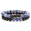 2Pcs Matte Lava Rock Volcanic Stone Beads Stretch Bracelet 8mm Volcanic Rock Aromatherapy Essential oil Diffuser Bracelet Tiger Eye Seed Energy Yoga Bracelet Healing Aromatherapy Jewelry-blue view 1
