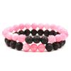 2Pcs Matte Lava Rock Volcanic Stone Beads Stretch Bracelet 8mm Volcanic Rock Aromatherapy Essential oil Diffuser Bracelet Tiger Eye Seed Energy Yoga Bracelet Healing Aromatherapy Jewelry-pink view 1