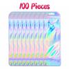 100pcs Holographic Beadable Pen Packaging Bags - Resealable Pouch Bags for Beaded Pens Packaging Great for Parties & Gifts - 2.4x7.3 inch view 2