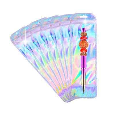 100pcs Holographic Pen Bags - Resealable Packaging, Smell Proof, Great for Party Favors, Jewelry, Lipgloss, Cosmetic - 2.75x8.6 inch