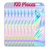 100pcs Holographic Pen Bags - Resealable Packaging, Smell Proof, Great for Party Favors, Jewelry, Lipgloss, Cosmetic - 2.75x8.6 inch view 2