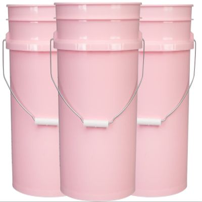 House Naturals 5 Gallon Pink Food Grade Plastic Storage Bucket (Pack of 3) Made in USA (Pink Buckets Without Lids)
