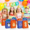 Fumete 24 Pack Kraft Paper Gift Bags with Tissues Papers Colorful Party Favor Bags with Handles for War Party Target Sign Birthday Wedding Baby Shower Supplies(Blue, Orange) view 4