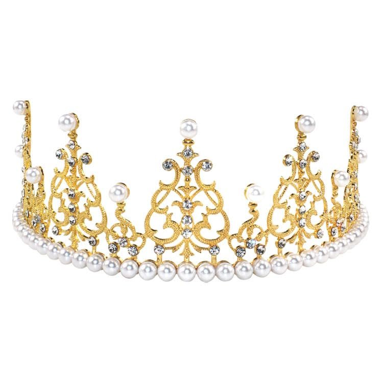 Shining Crown Cake Topper Metal Pearl Wedding Cake Topper Decor For Bridal Wedding Baby Shower Decorations Birthday Party Gold