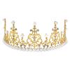Shining Crown Cake Topper Metal Pearl Wedding Cake Topper Decor For Bridal Wedding Baby Shower Decorations Birthday Party Gold view 1