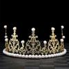 Shining Crown Cake Topper Metal Pearl Wedding Cake Topper Decor For Bridal Wedding Baby Shower Decorations Birthday Party Gold view 2
