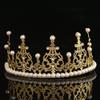 Shining Crown Cake Topper Metal Pearl Wedding Cake Topper Decor For Bridal Wedding Baby Shower Decorations Birthday Party Gold view 3