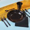 175 PCS Black Party Supplies Disposable Dinnerware Set Plastic Plates and Paper Napkins Cups Silverware Serve 25 Sets for Birthday Bridal Shower Wedding Engagement Graduation Parties view 4