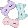 Haysandy 3 Pieces Sleep Mask for Kids Girls Cute Cat Sleeping Eye Cover Soft Mask Comfortable Funny Animal Night Eye Blindfold Cover for Kids Girls Women Home Travel(Silk Cat) view 1