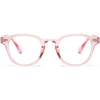 AIEYEZO Retro Computer Blue Light Blocking Glasses for Men Women Fashion Round Computer Gaming Glasses (Clear Pink)