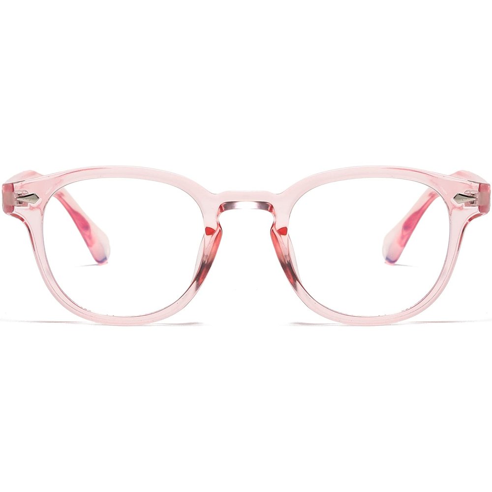 AIEYEZO Retro Computer Blue Light Blocking Glasses for Men Women Fashion Round Computer Gaming Glasses (Clear Pink)