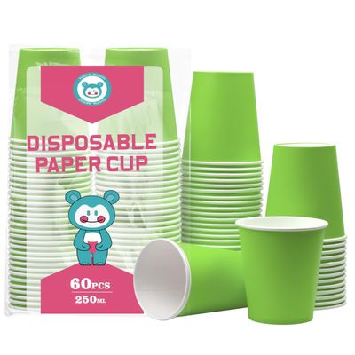 Yuxitia Disposable Paper Cups,60pcs Paper Cups For DIY Wedding Christmas Party Picnic BBQ Travel and Event 8OZ (Grass green)
