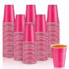 Lounsweer 100 Pack 16 Ounce Plastic Party Cups Heavy Duty Drinking Water Cups for Valentine Carnival St. Patrick's Day Holiday Festival Wedding Birthday Party Supplies(Pink) view 1