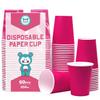 Yuxitia Disposable Paper Cups, 60pcs Pink Paper Cups For DIY Wedding Christmas Party Picnic BBQ Travel and Event 8OZ (Hot Pink) view 1