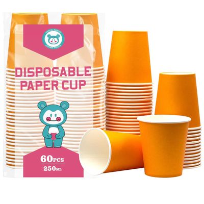 Yuxitia Disposable Paper Cups, 60pcs Orange Disposable Halloween Paper Cups For DIY Wedding Christmas Party Picnic BBQ Travel and Event 8OZ Halloween Party Cups(Orange)