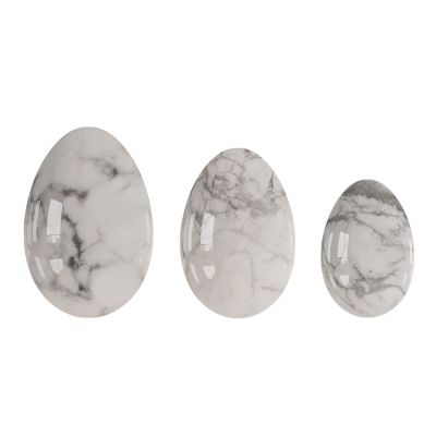 Undrilled Rose Quartz Yoni Egg Set Jade Eggs Obsidian Kegel Exercise Ball Yoni Eggs Exerciser,White Howlite