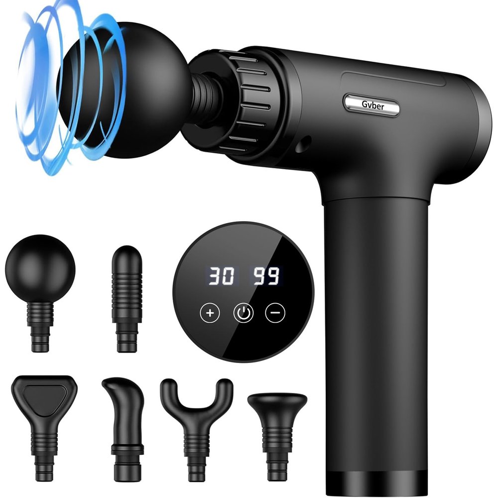 Massage Gun, Massage Gun Deep Tissue, Handheld Back Massager for Athletes, Percussion Muscle Massager with 6 Attachments & 30 Speed, Father's Day, Black